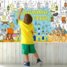 Póster gigante para colorear de Ramadán para niños, manualidades, papel para colorear, mantel para fiestas, aulas, decoración de Eid Mubarak - Multicolor - Ver 1