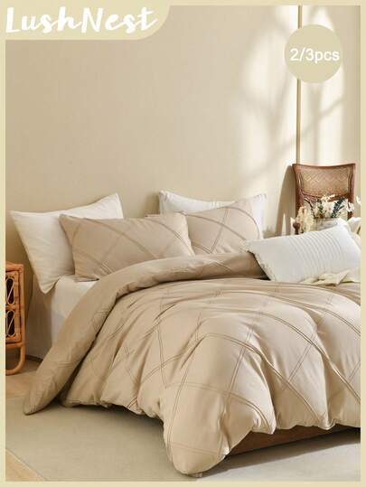 2pcs/3pcs Bohemian Farmhouse Style Bedding Set, Includes Duvet Cover And Half Pillowcase (Comforter Not Included), Soft Polyester Fabric, Breathable, Machine Washable. Decor Style: Bohemian Farmhouse, Plaid Pattern, Minimalist Bedding