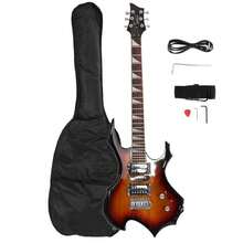 Burning Fire Style Beginner Electric Guitar W/Bag Pick Strap&Accessories - Sunset - 查看 1