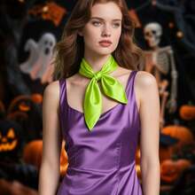 Lilike Silk Feeling Square Neck Scarf 28\ X 28\ Ascot For Women Men Retro Cosplay Halloween Accessory,28inchx28inch,Green - 綠色的 - 查看 3