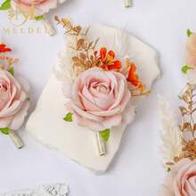 Pink Velvet Rose Boutonniere For Men,Set Of 6,Groom And Best Man Boutonnieres With Artificial Flower,For Wedding Ceremony Anniversary, Formal Dinner Party, Fall Vintage Rustic Marriage Prom,6pcsPinkBoutonnieres - 6個粉紅色胸花 - 查看 8