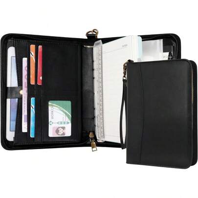 WASON Portfolio Binder Journal With Zipper - Leather Pu Writing Notebook Padfolio With Detachable Refillable Notebook, Legal Pad For And Travel Organizer
