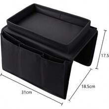 Sofa Armchair Organiser Couch Arm Rests Storage Bag Tidy Table Bedside Chair Caddy With Snacks Tea Cup Holder Tray Magazine Books Remote Control Phone Pockets Home Organiser - Black - View 4