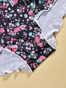 4 قطع من سراويل النساء الهيبستر: طباعة زهور صغيرة مع تفاصيل الكشكشة والفيونكة، قماش ناعم للراحة طوال اليوم - متعدد الألوان - مشاهدة 5