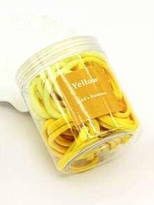 50pcs/Bottle Women's Basic High Elasticity Hair Ties, Ponytail Holders ,Hair Rubber Bands ,Scrunchies ,Hair Rope Head Accessories - Yellow - View 4