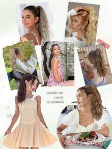 16 Inch Ponytail Extensions Claw Clip In Ponytail Hairpiece Synthetic Pony Tails Hair Piece Natural Wavy Hairpieces Party Daily For Women - Multicolor - View 9