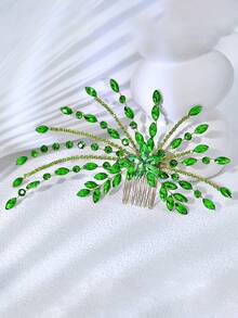 1件优雅水钻发梳，时尚发饰，女士礼物，适合婚礼、约会、派对、演出等场合 - 綠色 - 查看 6