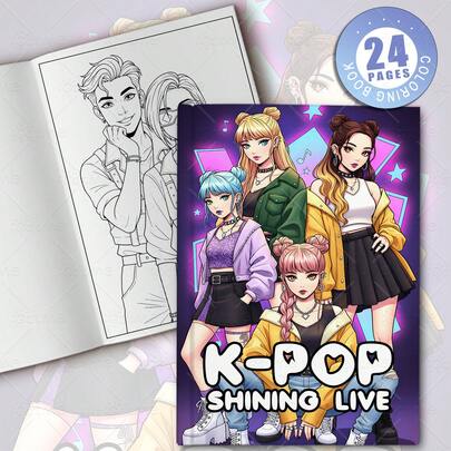Warm K-Pop Shining Stage Coloring Book: Adorable Cartoon Idol Stage Scenes (Performance Outfits, Microphones And Shiny Backgrounds) - Original Upgraded Thick Paper, 24 Pages Adult Coloring Book Gift, Bold And Easy To Use, Minimalist Large Design, Relax Body And Mind (Warm Space Coloring), Creative Leisure Art - Valentine's Day Gift, New Year Gift
