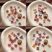 150Pcs Bow Heart Nail Art Charms Bow Nail Rhinestone With Leopard Print Designs Cute Resin Bow Nail Supplies Mini Leopard Heart Nail Gems 3D Multi Color Ribbon Bow Nail Jewelry Nail Diamonds For Women,Gray - xám - Xem 5