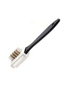 1支S型麂皮清洁刷，塑料鞋刷，三面刷，适用于麂皮、磨砂皮、雪地靴，铜丝鞋刷，衣物刷 - 彩色 - 查看 3