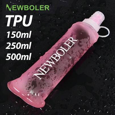 NEWBOLER 150ml/250ml/500ml Collapsible TPU Soft Water Bottle, Outdoor Sports Portable Water Bag For Running Camping