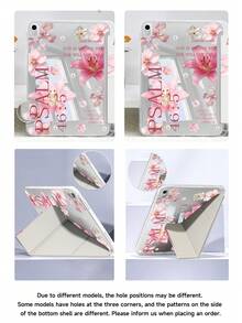 The Pattern Of Lilies And Slogans Tablet Case Compatible With IPad Air 11-Inch M3 2025 / M2 2024, IPad Air 5th Generation 2022 , IPad (A16) 11 Inch 11th Generation 2025,Compatible With Samsung Galaxy Tab,Kindle Paperwhite 12th Gen 2024, Clear Back ,Fashion Pattern Protective Case,Automatic Sleep And Wake-Up Function, Airbag Protection, Suitable For Gifts And Office Use - Multicolor - View 7