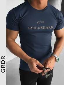 GRDR Men's Fashionable Printed Round Neck Short Sleeve T-Shirt, Suitable For Outdoor Casual Wear - Navy Blue - View 2