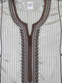 Ramadan Men's Moroccan Robe, Loose Short Sleeve, Elegant Embroidery Design, Comfortable Breathable Striped Fabric, Traditional Islamic Men's Clothing, Suitable For Festivals, Gatherings, Prayers, Ramadan Gift - Silver - View 5