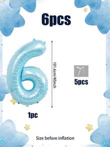 24pcs/Set Pearlescent Blue Number Balloons For Birthday, Includes 40-Inch Pearlescent Blue Number Balloons, White Ribbon Bows, Suitable For 100 Days, Birthday Party, Baby Shower, Blue Birthday, Indoor/Outdoor Photography Props - Multicolor - View 16
