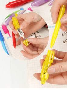 5支随机颜色隐形墨水笔，带LED紫外线灯，圆珠笔，可用于书写秘密信息，马克笔，玩具和游戏，美术用品，玩具，儿童玩具，情人节礼物，女孩配饰，返校季