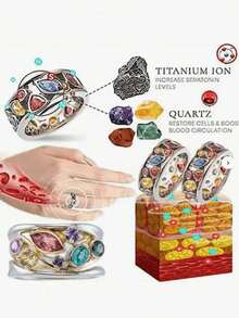 1 chiếc nhẫn đá thạch anh Tourmaline, trang sức thời trang nữ, nhẫn họa tiết hình học nhiều màu sắc đính đá Zirconia, nhẫn thiết kế đường lượn sóng, nhẫn hai tông màu đính đá Zirconia cho nữ, nhẫn đá thạch anh Tourmaline ion, nhẫn dẫn lưu bạch huyết. - Nhiều màu - Xem 2