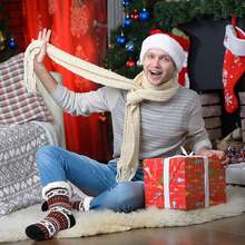 Junely Slipper Socks For Men With Grippers Fuzzy Cozy Fluffy Non Slip Warm Winter Thick Comfy Soft Fleece Cabin Socks Gifts - 黑色 - 查看 4