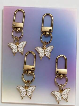 4 Stücke personalisierte süße Schmetterling Schlüsselanhänger, Taschendekoration Schlüsselanhänger, Geschenk für Mädchen