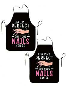 1/2pcs Digital Printing Fashionable Nail Technician Work Clothes Waterproof, Stain Resistant Diagonal Luxury Fabric Edging Apron Household Apron - Multicolor - View 6