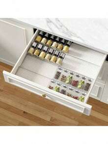 4/8pcs Expandable Acrylic Spice Rack Organizer, Kitchen Drawer Organizer - Adjustable Spice Jar Holder For Cabinet, Countertop, Pantry, Ideal Gift For Valentine's Day, Christmas, Father's Day, Mother's Day, Does Not Include Spice Jars - Multicolor - View 5