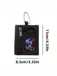 Game Controller Wallet - Inspired By Game Controller Design With Zipper Card Holder, Carabiner Clip, Neon Glow Effect, Minimalist Style - Lightweight And Durable, Nylon Material, Designed For Gamers And Tech Enthusiasts