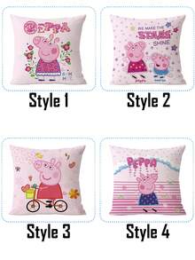 Imagens de Animação da Peppa Pig, Almofadas Fofas para Jogar, Sofá, Sala de Estar, Fronha de Veludo para Cintura, Almofada e Almofadão - Multicolorido - Visão 1