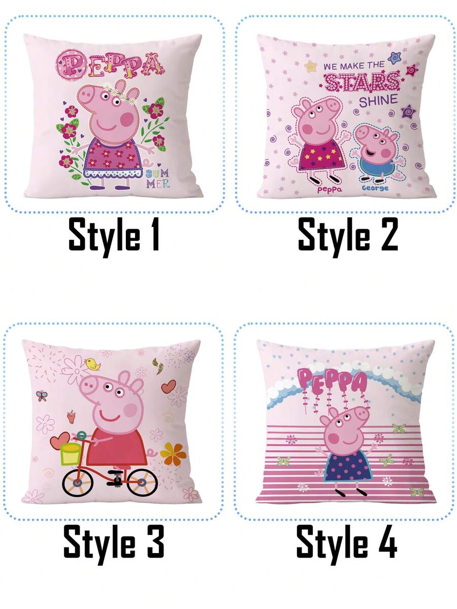 Imagens de Animação da Peppa Pig, Almofadas Fofas para Jogar, Sofá, Sala de Estar, Fronha de Veludo para Cintura, Almofada e Almofadão - Multicolorido - Visão 1