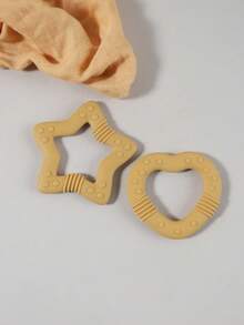 2 piezas Juguetes de dentición de silicona con forma de corazón y estrella para bebés, juguetes de masticación para infantes - Multicolor - Ver 10