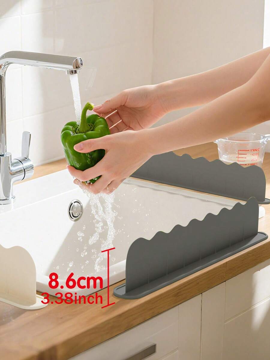 Silicone Kitchen Sink Splash Guard With Suction Cups, Universal Suction Cup Splash Guard Suitable For Various Countertop Surfaces, Easy Installation Without Tools, Splash Guard For Sink Edges. (Please Read The Installation Instructions Carefully, Improper Installation May Lead To Instability.) (Please Choose The Appropriate Size Based On Your Specific Needs)