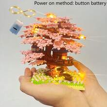 迷你樱花树屋积木、可拼搭积木、收藏品展示品、永生花、家居/办公室装饰、积木玩具、成人积木玩具、结婚礼物、节日礼物、生日礼物