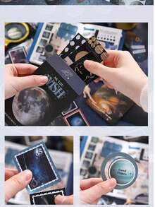 Cosmic Mystery Warm Gift Box, Ins Stationery Set, Vintage Aesthetic Tape, Stickers, Space & Planet Materials Paper Set - Multicolor - View 6