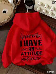 Plus Size Women's Winter Loose Hooded Sweatshirt Drawstring Design Autumn Winter Pullover Comfortable Casual Printed Design Pocket Fashion Soft Hoodie - White And Navy Off-The-Shoulder Cropped Top - 紅色 - 查看 1
