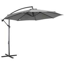 Crank-Operated Parasol With Steel Frame And Polyester Fabric, Grey, Ø2.95 X 2.45 M, For Garden, Terrace, Balcony - Grey - View 3