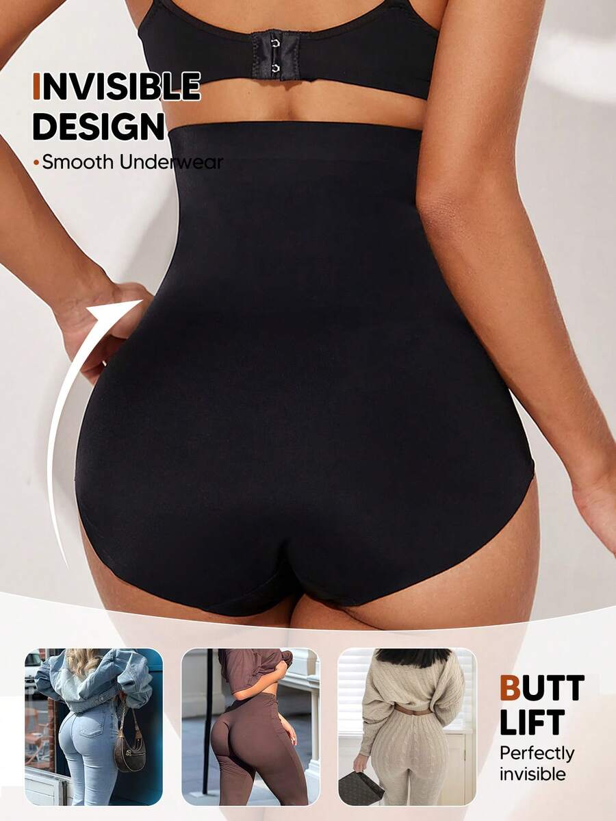 1件装女士高腰塑形内裤，无缝收腹内裤，全后部包覆