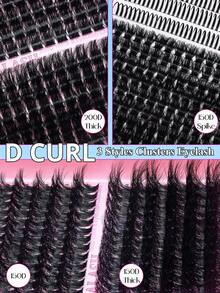 RITALASH 566pcs False Eyelashes Set, Includes Glue And Makeup Remover, D Curl Thick 150D+200D Extra Volume+Spiky Lashes, 12-22mm Thickness, DIY Individual Lashes Set, Easy DIY At Home - Black - View 3