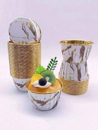 50个装，波西米亚风玛芬纸杯，一次性纸杯蛋糕纸托，精致纸质蛋糕衬垫，玛芬模具，烘焙工具，厨房小工具，厨房配件