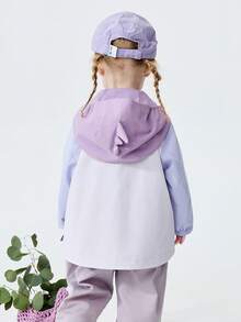 Áo khoác đồ chơi có thể tháo rời mùa xuân 2026 dành cho bé gái, unisex, chất liệu giả da mềm mại, áo khoác ngoài vui nhộn - hồng tím - Xem 3