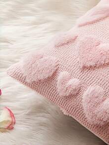 1个情人节装饰枕套，心形图案靠垫套，卧室装饰，适用于大型沙发、家居、卧室、室内卧室配件、户外节日装饰（不含枕芯） - 粉色 - 查看 2