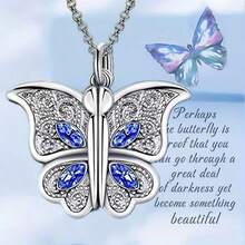 1Pcs Fashion Classic Open Butterfly Love Ladies Pendant Necklace Engraving I Love You  Proposal Valentine's Day Gift Jewelry - Màu sắc ngẫu nhiên - Xem 8