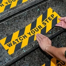 1-Pack Watch Your Step (23.6 X 6" Inch) Non-Slip Stair Warning Sticker - Yellow & Black Caution Sign For Home, Office, Business Safety - , Home Safety Sticker | Warning Signage