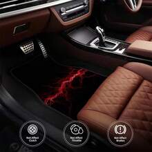 4pcs Anti-Slip Car Floor Mats, Red Electric Pulse Design Pattern Car Mats - Printed Design, Universal Car Liners, Easy To Clean Polyester Mats - All-Weather Use, Fit For Sedan, Truck, SUV - Ideal Gift, Car Interior, Car Accessories - Multicolor - View 2