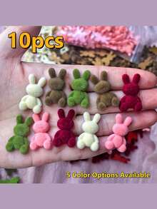 1/5/10 颗迷你植绒兔子珠子，带蓬松毛外套，适合 DIY 手工艺品、发饰、情人节和斋月礼物，可用于制作发夹、钥匙扣、剪贴簿等。