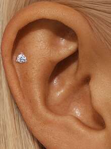 EleRunis 1PC 0.1ct Moissanite Diamond 925 Sterling Silver Eight-Pointed Star Butterfly Studs 18K Gold Plated Flat Back Cartilage Helix Piercing Bridal Jewelry For Daily Wear Wedding Party Engagement Anniversary Valentine's Day - Silver - View 12