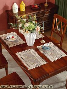 ABEST6522 Home&Living store Taplak Meja Khaki 100% Poliester, Bordir Penuh, Kerajinan Bordir, Taplak Meja Makan, Dekorasi Rumah, Dekorasi Liburan, Cocok untuk Semua Musim, Dekorasi Pesta & Pernikahan, 1 buah Taplak Meja - Khaki - View 9