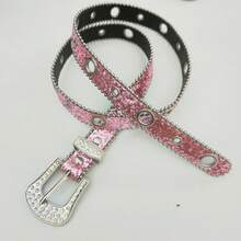 1pc Women's Western Cowgirl Style Rhinestone Embellished Y2K Waist Belt, Suitable For Daily, Party, And Gathering - Pink - View 7