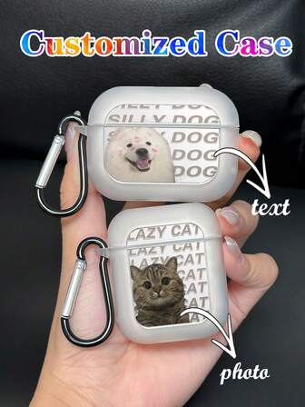 1 pièce Étui de transport transparent en TPU souple pour AirPods 2/3/4, Pro, Pro 2 avec portrait de famille, couple, animal de compagnie, enfants personnalisable, nom et texte amusant, style minimaliste