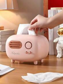 Vintage Radio Shaped Decorative Tissue Box, Suitable For Home And Office, Mini Plastic Tissue Box, Fashionable Retro Design, Luxury Retro Radio Shaped Storage Box With Stand, Living Room Plastic Tissue Box, Facial Tissue Box. Sesame Radio Shaped Tissue Box, Desktop Plastic Home Retro Tissue Box.