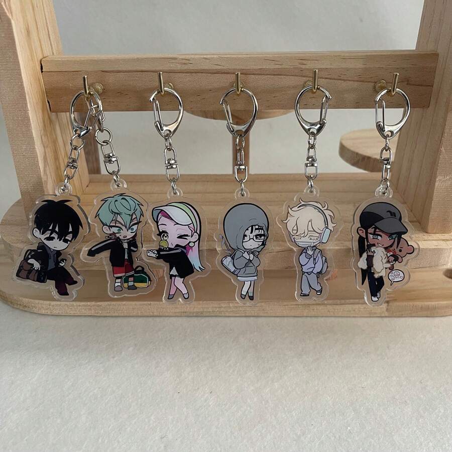 Heiße Anime Alien Stufe 6cm 1 Stück Acryl Schlüsselanhänger Mizi Sua Till Ivan Luka transparente Textur Anhänger Tasche Anhänger Fan Sammlung, es gibt Schutzfolien auf der Vorder- und Rückseite