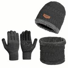 Men's Knit Hat & Scarf Set, Warm Thermal Lined Beanie Hat And Neck Warmer For Winter - Multicolor - View 6